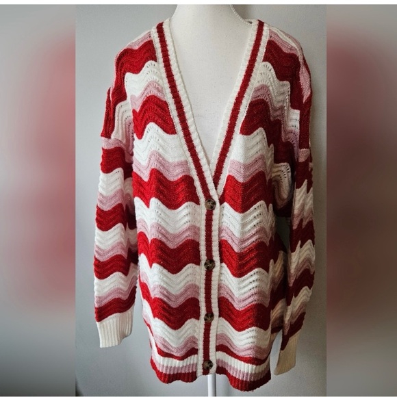 Maurices Wavy Striped Knit Cardigan Size 2XL - Picture 7 of 8